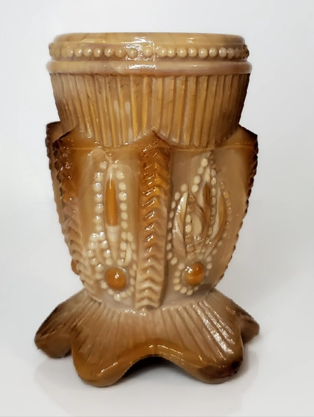 Cactus Chocolate Slag Glass 1903 Greentown Summit Art Glass Toothpick Holder